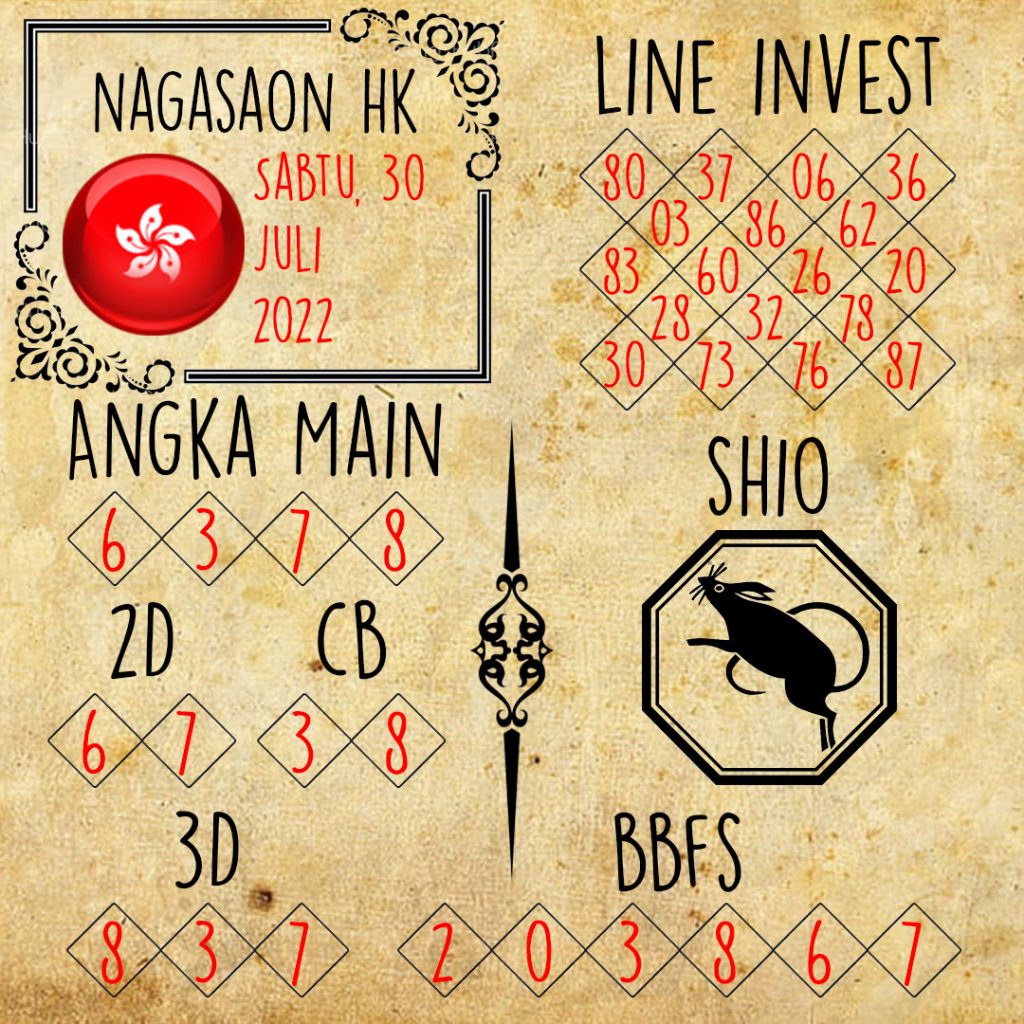 Prediksi HK Nagasaon Sabtu 30 Juli 2022