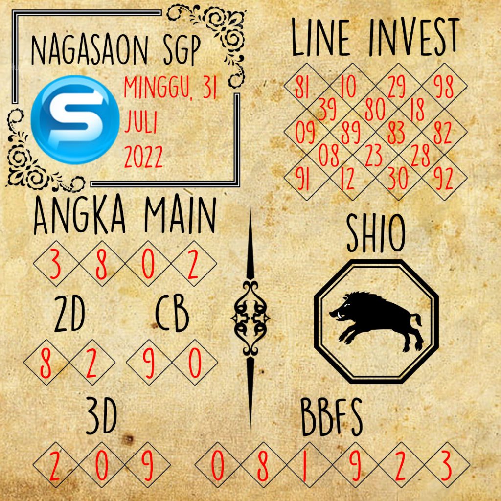 Prediksi SGP Nagasaon Minggu 31 Juli 2022